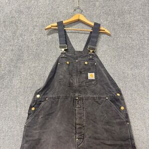 Carhartt Overalls Men's 40x30 Workwear Insulated Thrashed Stained Black